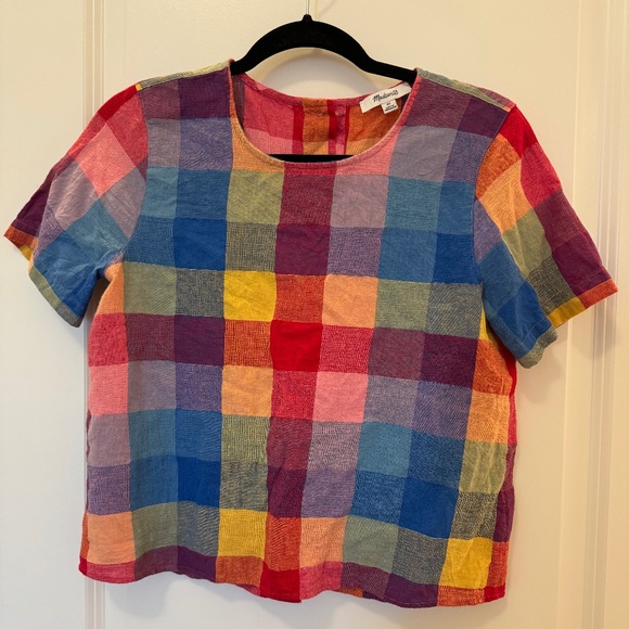 Summer - Madewell Gingham Boxy Button Back Top red picnic plaid - Picture 5 of 7